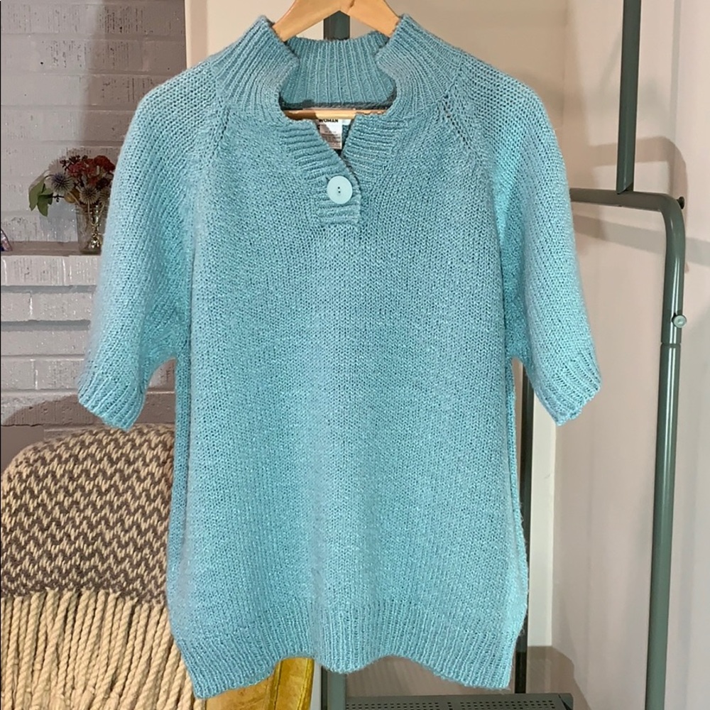 Victoria Jones Vintage Blue Short Sleeve Sweater